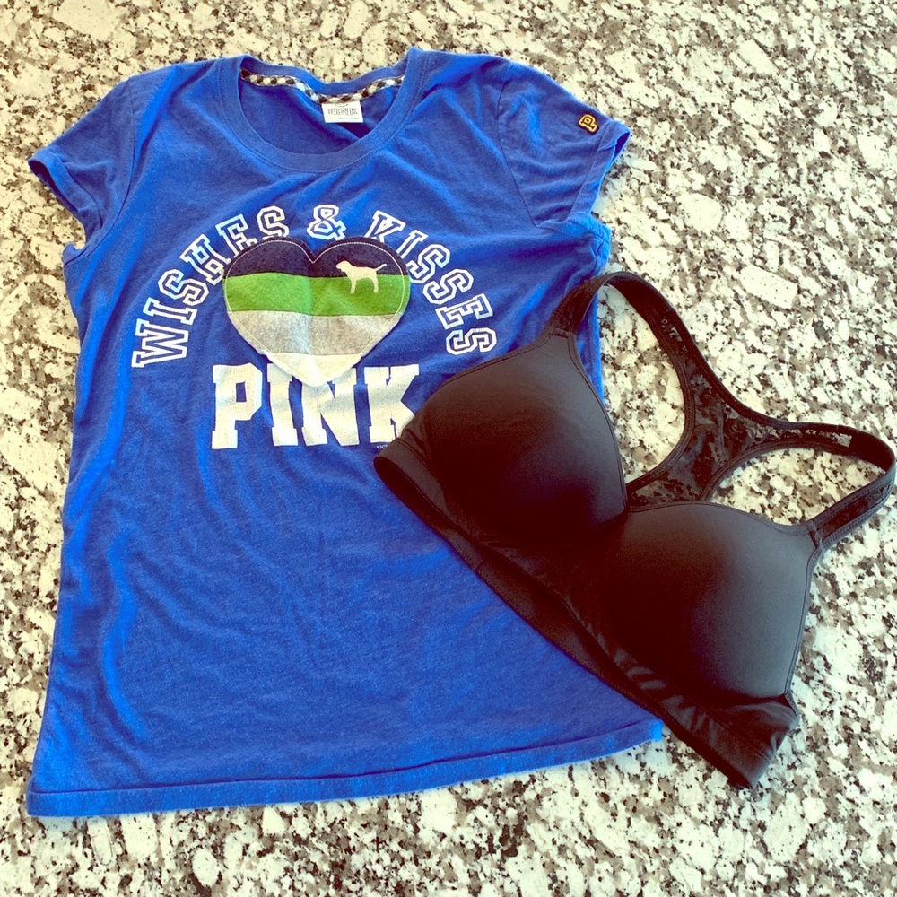 Victoria’s Secret Pink Lot Tee and Yoga Sports Bra